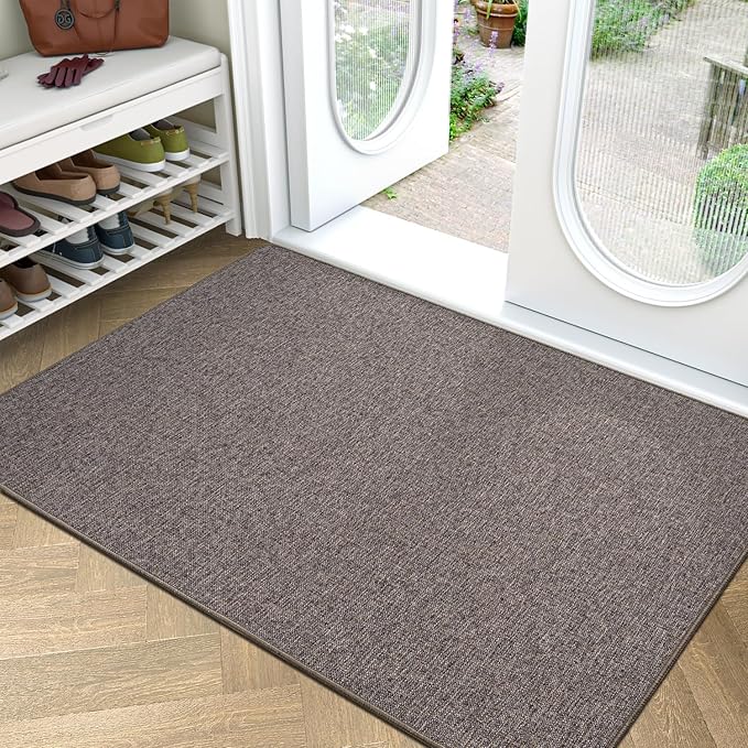 LUMI Ultra Thin Door Mat for Entryway,36"x59" Low Profile Non Slip Rubber Backing Indoor Doormat, Easy Clean Welcome Entrance Mat for Inside House, Patio, Brown-Ruum Studio Home