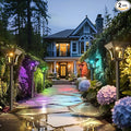 CINOTON 2 Pack RGBCW Solar Pathway Outdoor Lights, 3 Lighting Modes Solar LED Garden Light, IP65 Waterproof Outside Solar Powered Landscape Lighting for Patio Walkway Yard Driveway RGB/Warm/Cold White-Ruum Studio Home