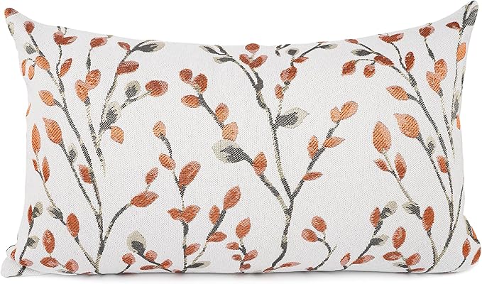 YOUR SMILE Classical Embroidery Jacquard Orange Square Decorative Throw Pillow Case Cushion Cover,12x20 inch-Ruum Studio Home