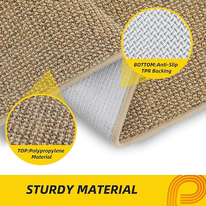 JSEI Dirt Trapper Door Mat 32"x48" Non-Slip Washable Entrance Mat, Dog Doormats, Absorbent & Fade-Resistant Floor Mats, Low Profile Welcome Mats for Entryway, Front Door, and Inside Entrance, Beige-Ruum Studio Home