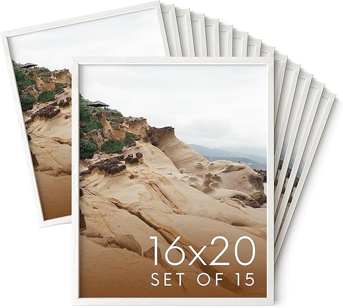 Haus and Hues 16x20 White Oak Wood Picture Frames Set of 15 - Premium Bulk Picture Frames 16x20 Bundle - Elegant Gallery Wall Frame Set for Posters, Art Display - Ideal for Wall Decor in Home & Office-Ruum Studio Home