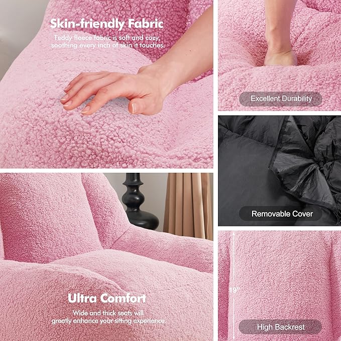 Homguava Bean Bag Chairs for Adults,Giant Beanbag Couch Adult Bean Bag Chair with Filler Included,Modern Lazy Sofa Comfy Chair for Living Room(Soft Pink)-Ruum Studio Home