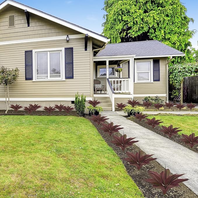 Fake Plants Artificial Agave Plants 13.8" Large UV Resistant Fake Agave Planters for Indoor and Outdoor Decorating Tropical Plant Succulents Greenery Indoor Decor(2Pack, Purple-Ruum Studio Home