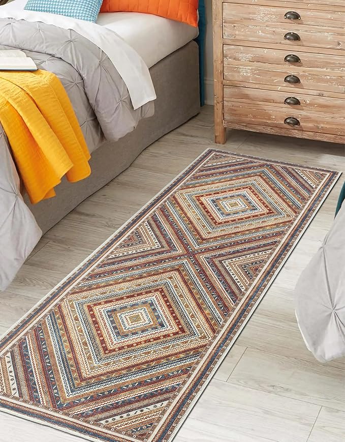 Keen Home Design 2x12 Rug - Machine Washable Runner Rug with Non-Slip Backing, Ideal for Hallway, Entryway, Kitchen, Laundry Room - Vintage, Easy Clean, Durable, Low Pile - (2'6" x 12')-Ruum Studio Home
