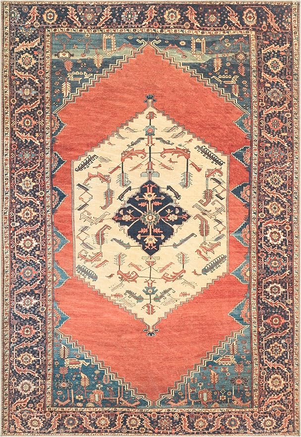 Keen Home Design 9x12 Rug - Machine Washable Area Rug with Non-Slip Backing, Ideal for Living Room, Dining Room, Bedroom - Vintage, Easy Clean, Durable, Low Pile Rug - (9' x 12')-Ruum Studio Home