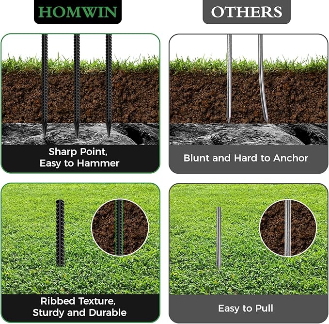 24 inches Straight Rebar Stakes 18-Pack Ground Stake Heavy Duty Metal Steel Spikes for Gardening, Concrete Forming and Camping Tent-Ruum Studio Home