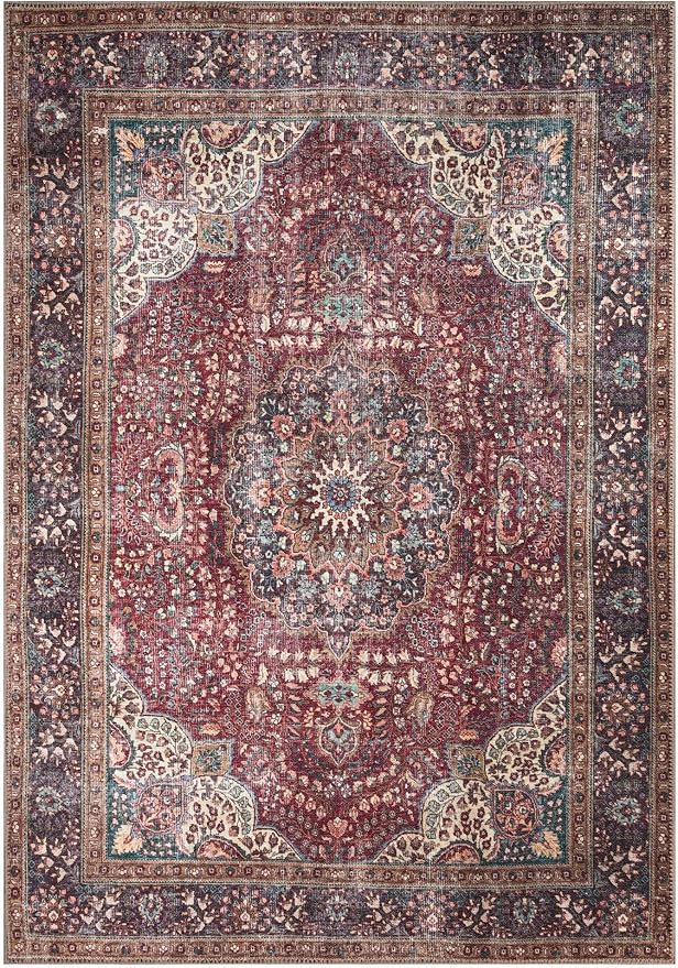 Keen Home Design 8x10 Rug - Machine Washable Area Rug with Non-Slip Backing, Ideal for Living Room, Dining Room, Bedroom - Vintage, Easy Clean, Durable, Low Pile Rug - (8' x 10')-Ruum Studio Home