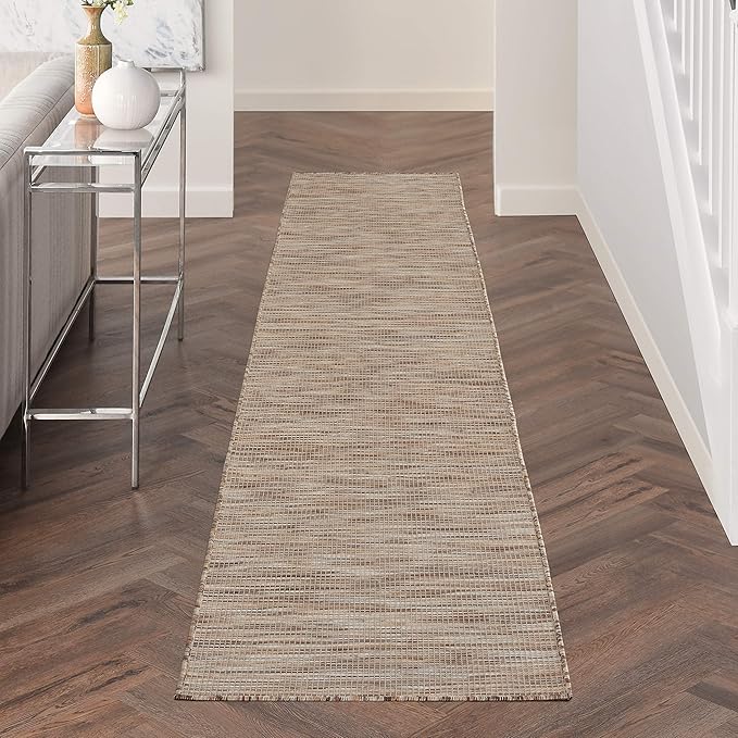 Nourison Positano Indoor/Outdoor Beige 2'2" x 10' Area Rug, Easy Cleaning, Non Shedding, Bed Room, Living Room, Dining Room, Backyard, Deck, Patio (2x10)-Ruum Studio Home