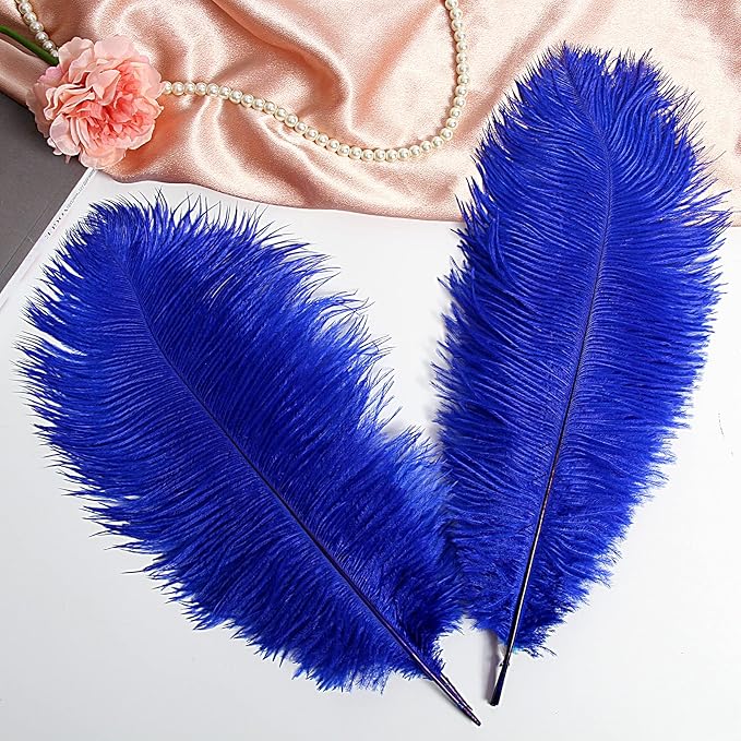 THARAHT Blue Ostrich Feathers 12pcs Large Natural Bulk 12-14Inch 30cm-35cm for Wedding Party Centerpieces Halloween and Home Decoration Feathers-Ruum Studio Home