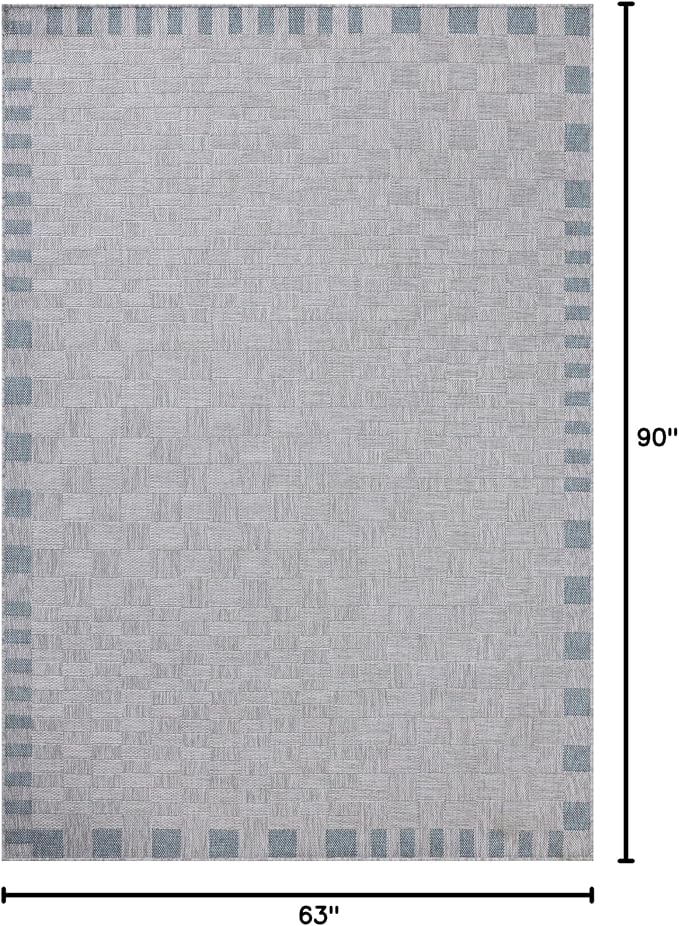 Loloi Amber Lewis Topanga Collection TOP-07 Silver/Blue 5'-3" x 7'-6" Indoor/Outdoor Area Rug-Ruum Studio Home