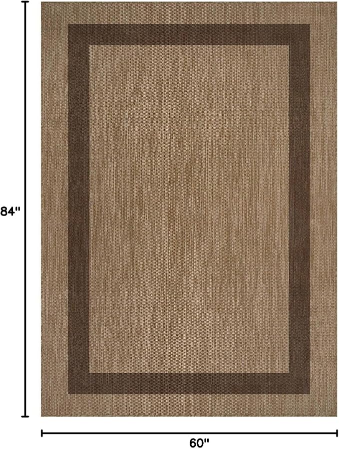 CAMILSON Outdoor Rug 5x7 - Modern Outside Rugs for Patios Porches Waterproof Durable Washable Non-Shedding, Easy-to-Clean Indoor Outdoor Area Carpet (5 x 7, Bordered - Jute)-Ruum Studio Home