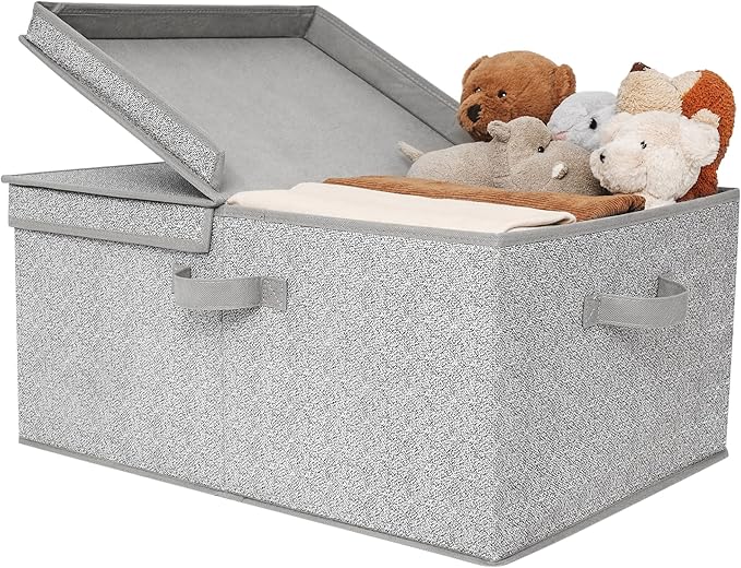GRANNY SAYS Fabric Storage Bin with Lid, Decorative Storage Box, Extra Large Storage Baskets, Closet Organizer, Gray, 1-Pack-Ruum Studio Home