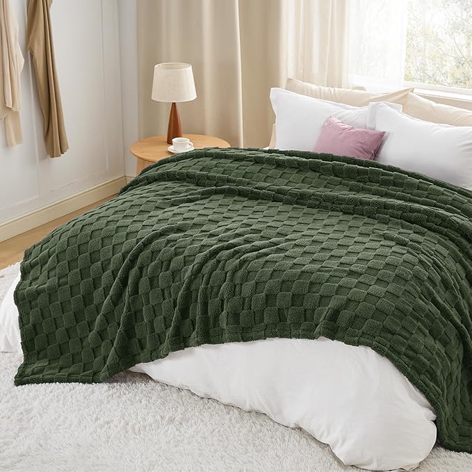 Bedsure GentleSoft Blankets Queen Size for Bed - Super Soft Cozy Blanket for Women Men Girls, Large Fuzzy Fleece Throw for Bedroom Decor, Bronze Green, 90x90 Inches-Ruum Studio Home