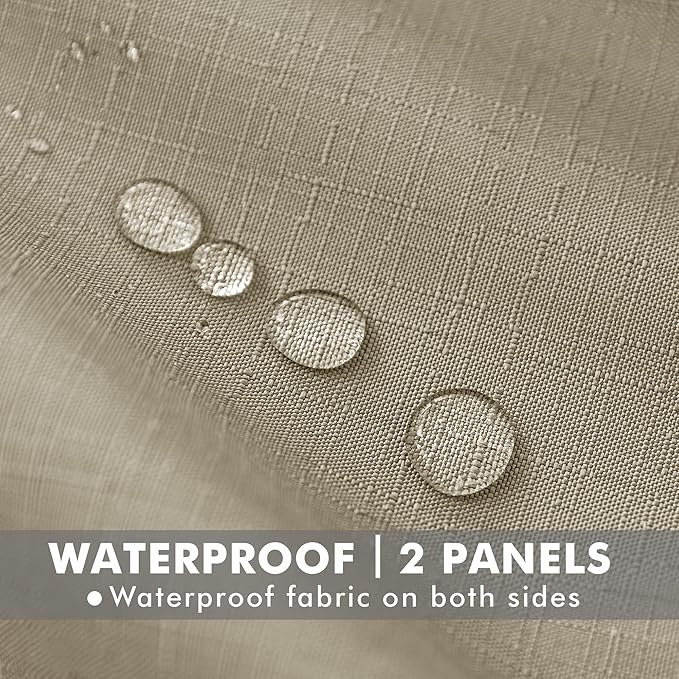HolidayIdeas 4 Panels Linen Outdoor Curtains for Patio Waterproof Taupe Outside Curtains 54"x120"-Gazebo Curtains Weighted Weatherproof, Privacy for Pergola, Porch, Cabana, Living Room-Ruum Studio Home