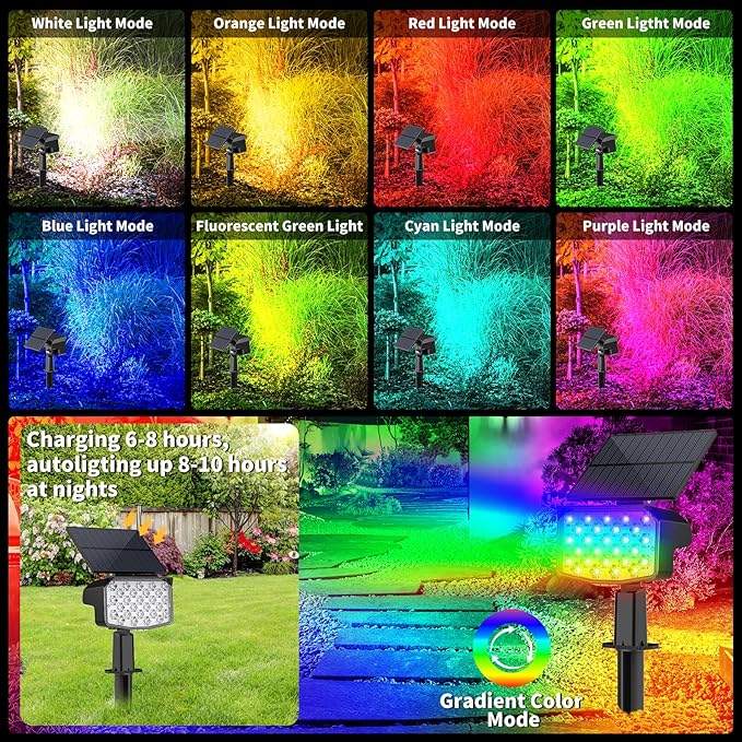 WELALO Solar Color Changing Spot Lights Outdoor, Waterproof Solar Christmas Lights with 9 Modes, Multicolor RGB Landscape Spotlights for Garden Yard Driveway Lawn Patio Pathway Decorations, 6 Pack-Ruum Studio Home