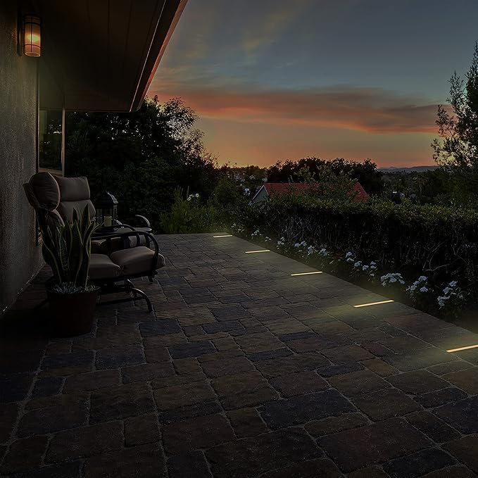 LUMENGY Paver Light Slim 0.5x12 Inch (0.55 x 11.8) Glare-Free Steel Lighting for Pavers, Brick, Walls, Driveways, Walkways & Pathways, 2700K Warm White, Waterproof, Drive-Over, Weird 12V AC/DC-Ruum Studio Home