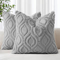 decorUhome Fall Throw Pillow Covers 20x20 Inch Set of 2, Soft Plush Decorative Faux Fur Grey Solid Couch Pillow Covers, Accent Farmhouse Neutral Square Euro Pillow Cases for Sofa Bed Living Room-Ruum Studio Home
