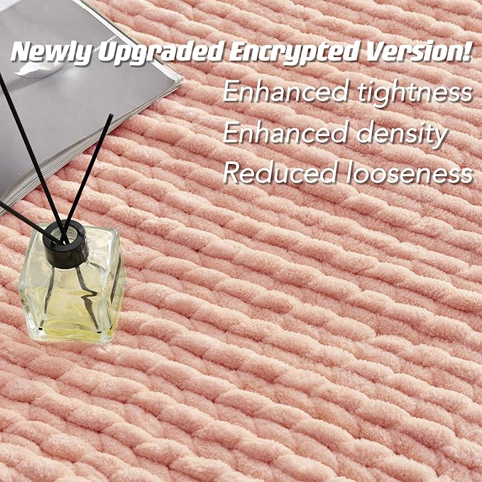 Maetoow Tighter Chenille Chunky Knit Blanket Throw 60×80 Inch, Handmade Warm & Cozy Blanket Couch, Bed, Home Decor, Soft Fleece Banket, Boho Thick Blankets and Giant Yarn Throws, Rose Pink-Ruum Studio Home