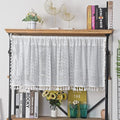 Sutuo Home Boho Sheer Curtain Valance Crochet Lace with Bohemian Hollow Knitted Handmade Tassels, Short Farmhouse Window Treatment for Kitchen Cafe, Rod Pocket, 1 Panel 59" W x 18" L, White-Ruum Studio Home