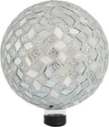Sunnydaze 10-inch Gazing Ball for Garden - Crackled Glass Mosaic Gazing Globe for Outside - Mirrored Diamond Mosaic-Ruum Studio Home