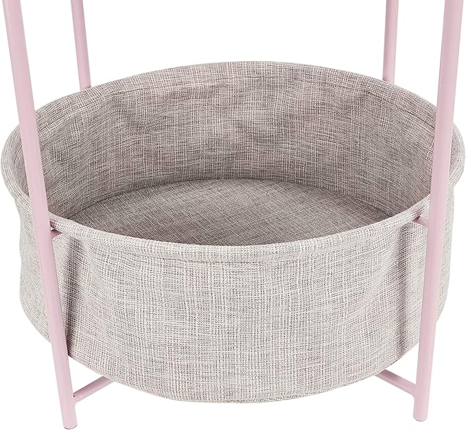 Amazon Basics Round Storage End Table, Side Table with Cloth Basket, Dusty Pink, 17.7"D x 17.7"W x 18.9"H-Ruum Studio Home