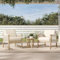 CHITA 3 Pieces Boho Patio Rattan Bistro Set, Outdoor Wicker Chairs & Side Table Set with Acacia Wood Frame(Cream)-Ruum Studio Home