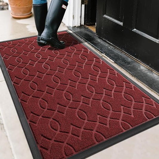 Yimobra Front Door Mat Outdoor Indoor 47x32, All-Season, All-Weather, Heavy Duty Welcome Door Mats Outside Entrance, Non Slip Porch Patio Entrance Mat, Red-Ruum Studio Home
