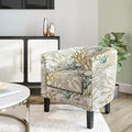 BELLEZE Living Room Chair, Linen Round Accent Barrel Chair, Club Tub Sofa Chair for Bedroom, Corner Chair with Flared Legs and Cozy Soft Padding - Highland (Green Coral)-Ruum Studio Home