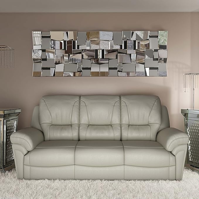 KOHROS Modern Geometric Irregular Mirror for Wall Decor 44" x 30" Decorative Mirror with Beveled Glass for Entryway Hallway Living Room Home Decor Horizontal or Vertical Hanging-Ruum Studio Home