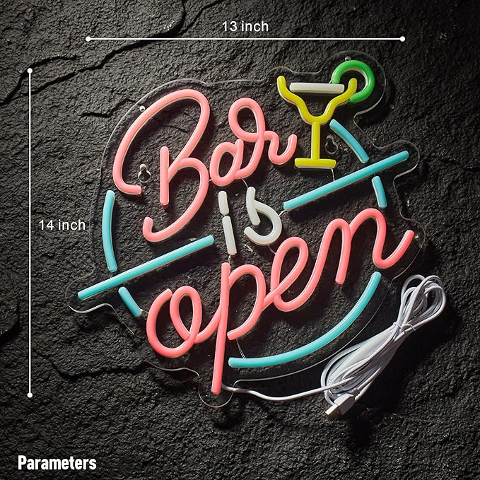 Bar Open Neon Sign for Wall Decor Open Beer Bar LED Light up Signs with Dimmer for Pub Party Man Cave Room Art Decor Gift-Ruum Studio Home