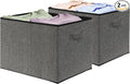 SIMPLE HOUSEWARE 15 x 13 Inch Collapsible Fabric Storage Bin with Handles, 2 Pack, Dark Gray-Ruum Studio Home