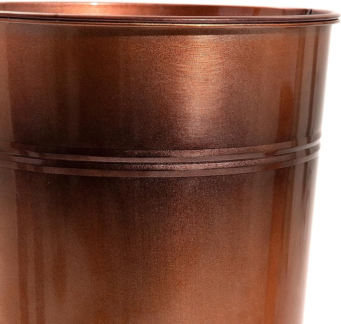 28in Tall Antique Copper Metal Vintage Planter Set of 2,Galvanized Steel Planter Pots for porches/Indoor/Outdoor/terraces Patio- Copper Color(2planters,2inner pots with Holes, 2trays)-Ruum Studio Home