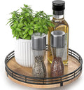 9" Oak Wood Lazy Susan Turntable Organizer for Cabinet, Round Wooden Farmhouse Lazy Susan Organization and Storage for Dining Table, Pantry, Kitchen, Countertop, Cupboard,Home Decor-Ruum Studio Home