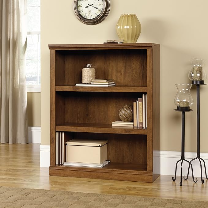 Sauder Miscellaneous Storage 3-Shelf Bookcase/ Book shelf, Oiled Oak finish-Ruum Studio Home