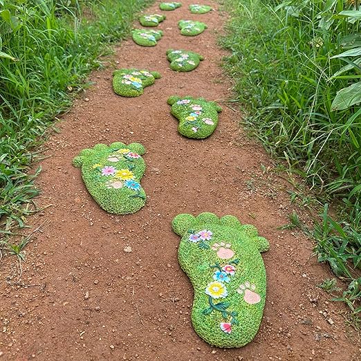 Garden Stepping Stones - Decorative Stones for Patio, Lawn, Stepping Stones Made of Resin (Set of 2)-Ruum Studio Home