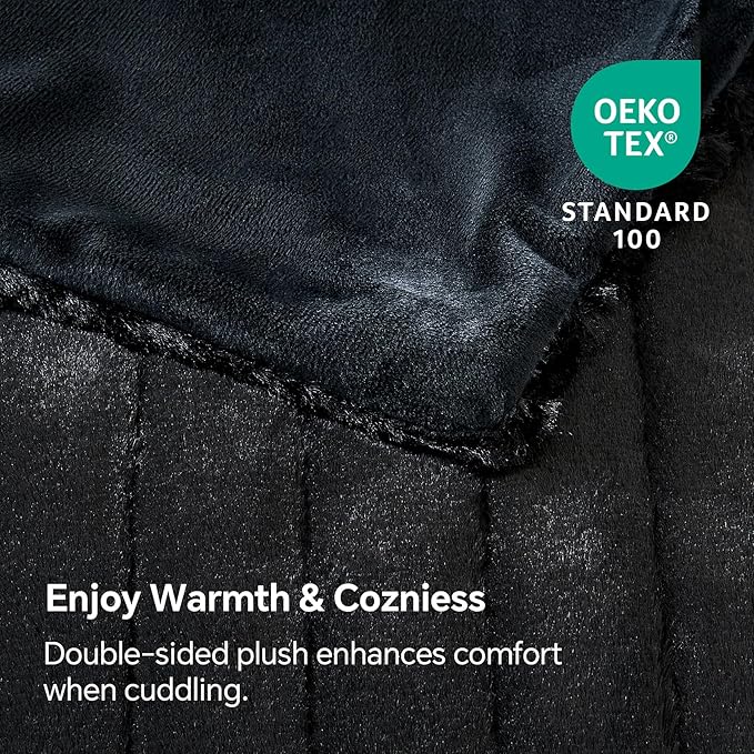 BEDELITE Faux Fur Throw Blanket for Couch, Soft and Cozy 3D Ribbed Fluffy Blanket, Thick Warm Plush Fuzzy Faux Rabbit Fur Blanket for Women Gift (Black, 50"x 60")-Ruum Studio Home