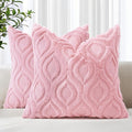 decorUhome Throw Pillow Covers 16x16 Inch Set of 2, Soft Plush Decorative Faux Fur Light Pink Solid Couch Pillow Covers, Accent Farmhouse Neutral Square Euro Pillow Cases for Sofa Bed Living Room-Ruum Studio Home