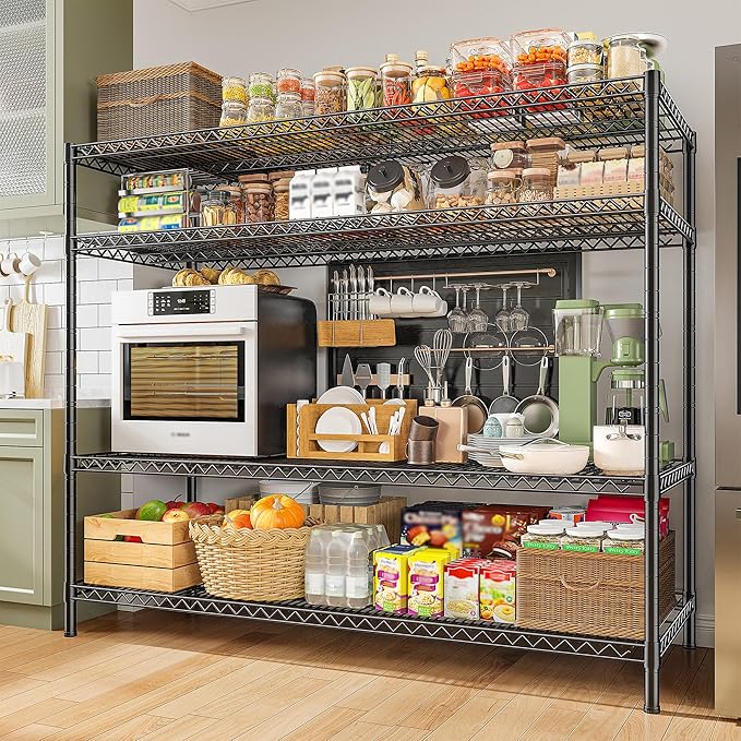 REIBII 2560LBS Storage Shelves 55.5"W Metal Shelving Unit 4 Tier Wire Shelving Commercial Adjustable Garage Shelving Heavy Duty for Storage Rack for Pantry, Garage, Kitchen, 55.5"W x 18"D x 55.5"H-Ruum Studio Home