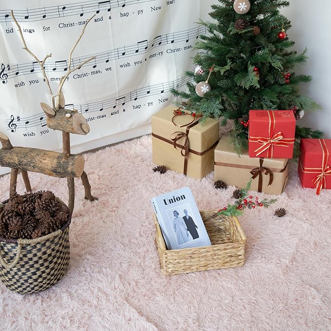 VATIMA Hyacinth Medium Wicker Basket 13.6x9.5x5.6" - With Handle, Living Room Decor, Rectangular Design-Ruum Studio Home