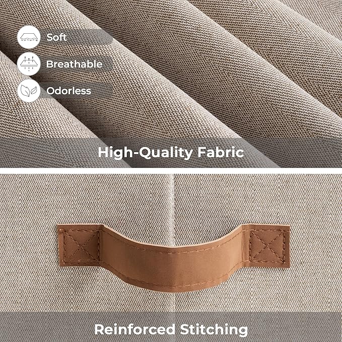 StorageWorks Large Storage Bins with Lids, Decorative Storage Boxes with Lid and PU Handles, Foldable Storage Baskets for Closet, Shelves, Stackable, Brown and Beige, 3-Pack-Ruum Studio Home