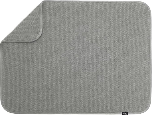 S&T INC. Dish Drying Mat XL, 18” x 24”, Absorbent Microfiber Kitchen Counter Mat, Dish Drying Pad for Dishes, Utensils, Pots and Pans, Extra Large, Grey-Ruum Studio Home