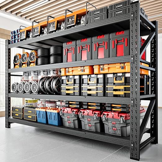 5000LBS Storage Shelves,71" W Garage Shelving Heavy Duty Metal Adjustable Garage Shelves, Shelving Units Industrial Shelving for Warehouse,71" W x 24" D x 69" H,Black-Ruum Studio Home