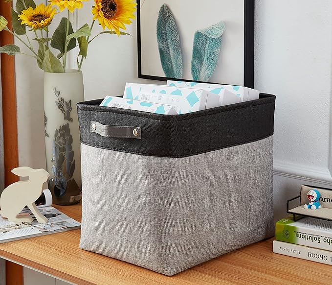 DECOMOMO Extra Large Storage Baskets 54.5L Fabric Storage Bins for Organizing Linen Closet, Toys, Nursery (Grey and Black, XXXL - 3 pack)-Ruum Studio Home