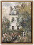 Floating Framed Canvas Vintage Wall Art, Neutral English Cottage Rose Garden Oil Paintings Print, Spring Pictures Wall Decor for Living Room Hallway Bedroom Office Rustic Decor 16x24 inch-Ruum Studio Home