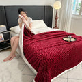 UKELER Sherpa Throw Blanket 60 × 80 inch, 470 GSM Striped Sherpa Fleece Blanket for All Season, Warm and Cozy Blankets for Couch Sofa Bed Office Camping, Red-Ruum Studio Home