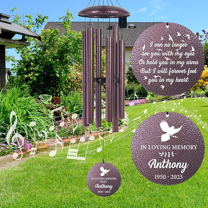 ASTARIN Large Engraving Wind Chime Memorial, Personalized Windchimes in Memory of a Loved One, Loss of Mother Lover Sympathy Gifts, Remembrance Gift for Loss Wife Husband(Produced in USA)-Ruum Studio Home