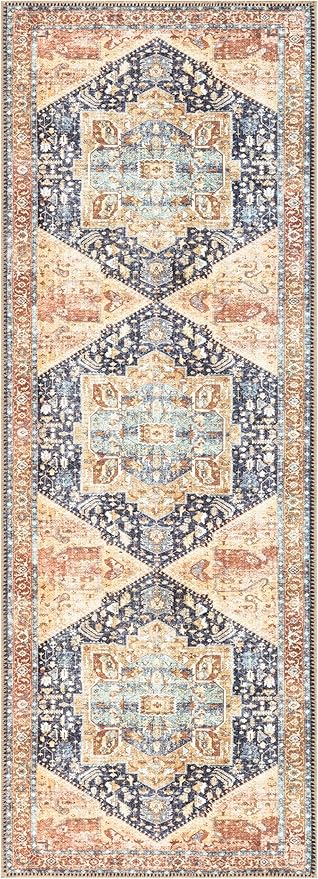Keen Home Design 2x10 Rug - Machine Washable Runner with Non-Slip Backing, Ideal for Hallway, Entryway, Kitchen, Laundry Room - Vintage, Easy Clean, Durable, Low Pile Rug - (2'6" x 10')-Ruum Studio Home