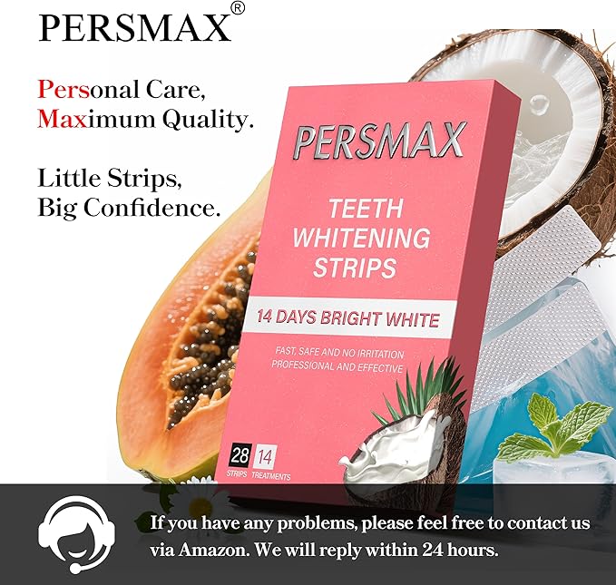 Teeth Whitening Strips for Sensitive Teeth Enamel Safe Smile Whitening Kit, 28 Strips 14 Treatments, No-Slip Remove Coffee Wine Smoking Stains Professional-Ruum Studio Home
