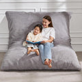 Hobestluk 3 in 1 Bean Bag Chair Giant Bean Bag Chairs for Adults with Chevron Plush Fur Cover Convertible Bean Bag Floor Cushion with Machine Washable Cover for Living Room (Plush Grey)-Ruum Studio Home