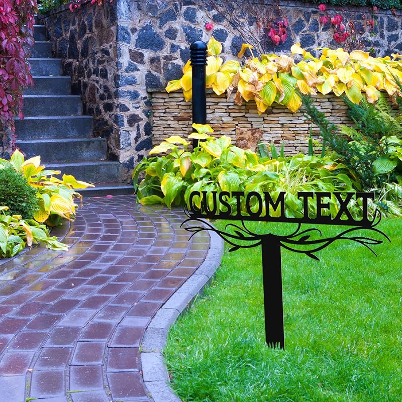 Personalized Metal Text Garden Sign with Stake, Custom Garden Decor for Outdoor, Custom Family Name Sign, Large Patio Decorations, Lawn Art, Farmhouse Decorative, Housewarming Gift-Ruum Studio Home
